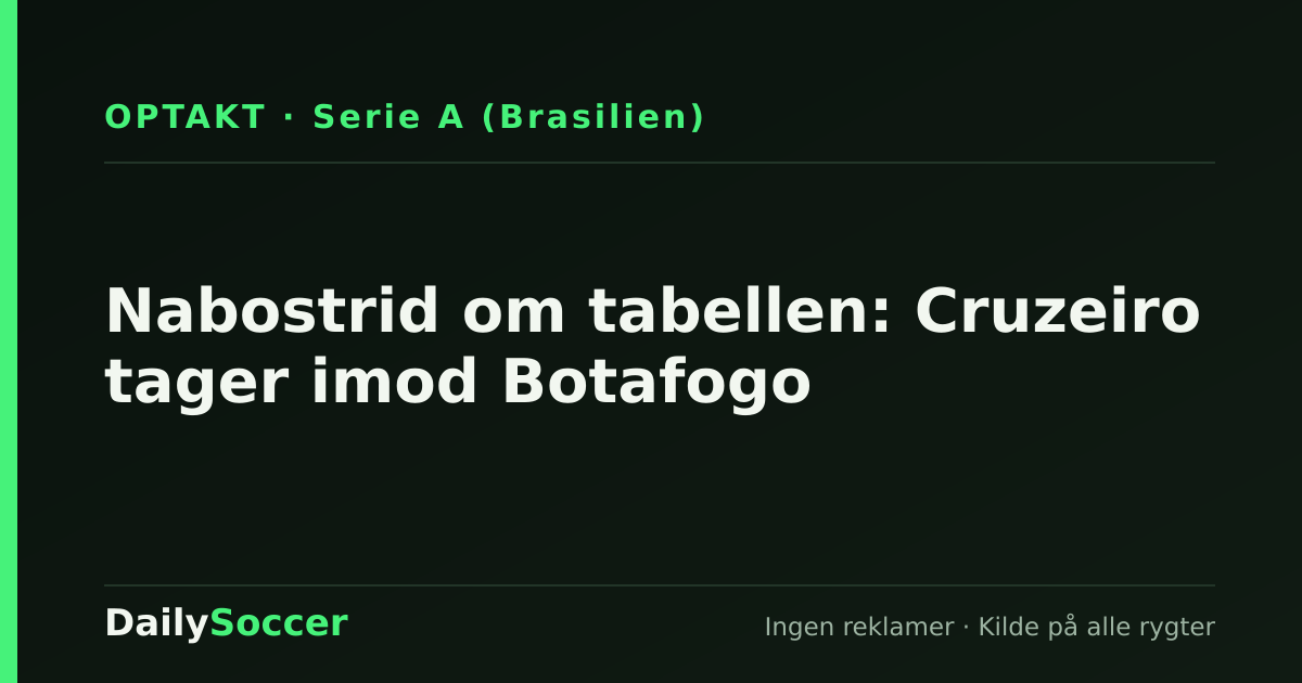 Nabostrid om tabellen: Cruzeiro tager imod Botafogo — DailySoccer