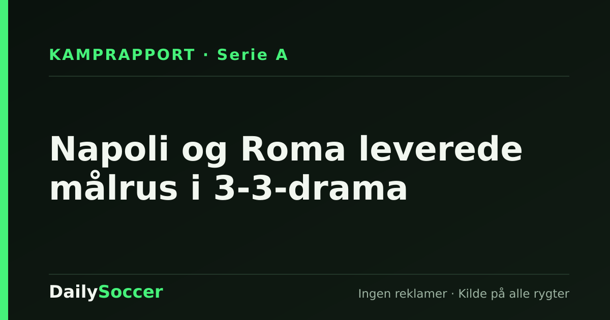 Napoli og Roma leverede målrus i 3-3-drama — DailySoccer