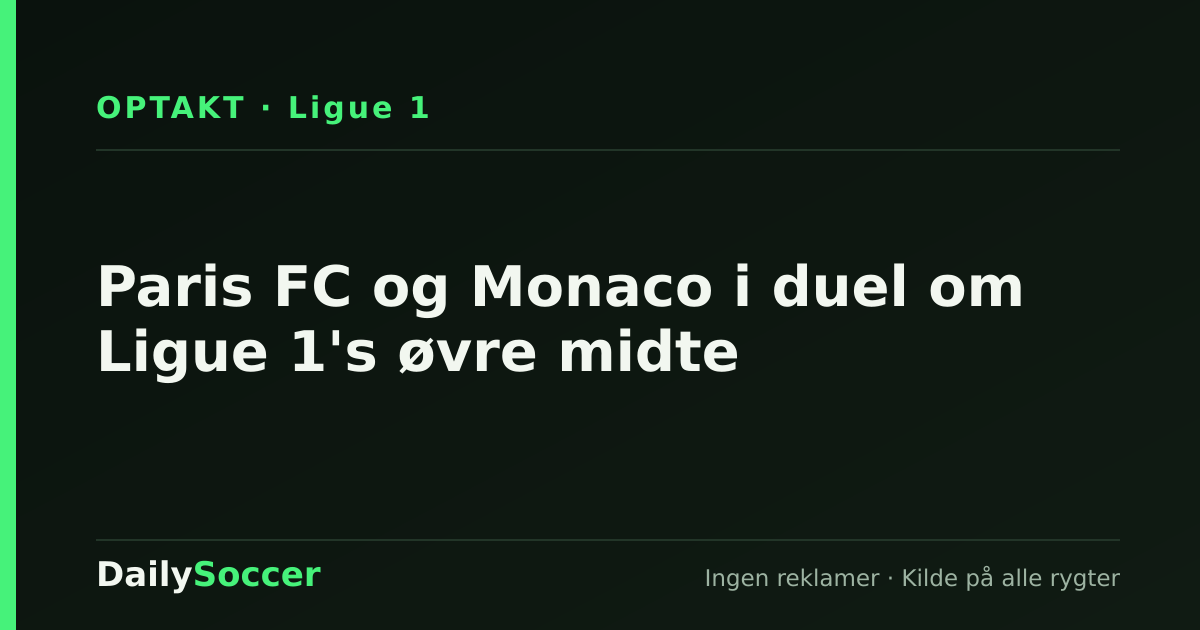 Paris FC og Monaco i duel om Ligue 1's øvre midte — DailySoccer