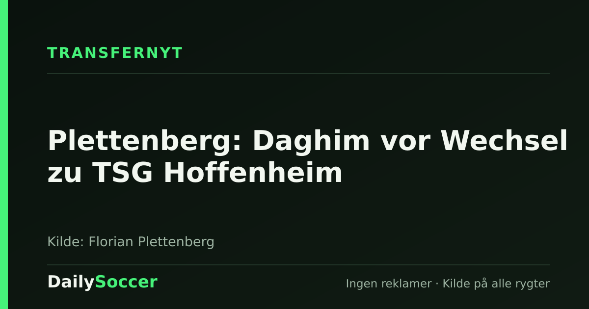 Plettenberg: Daghim vor Wechsel zu TSG Hoffenheim — DailySoccer