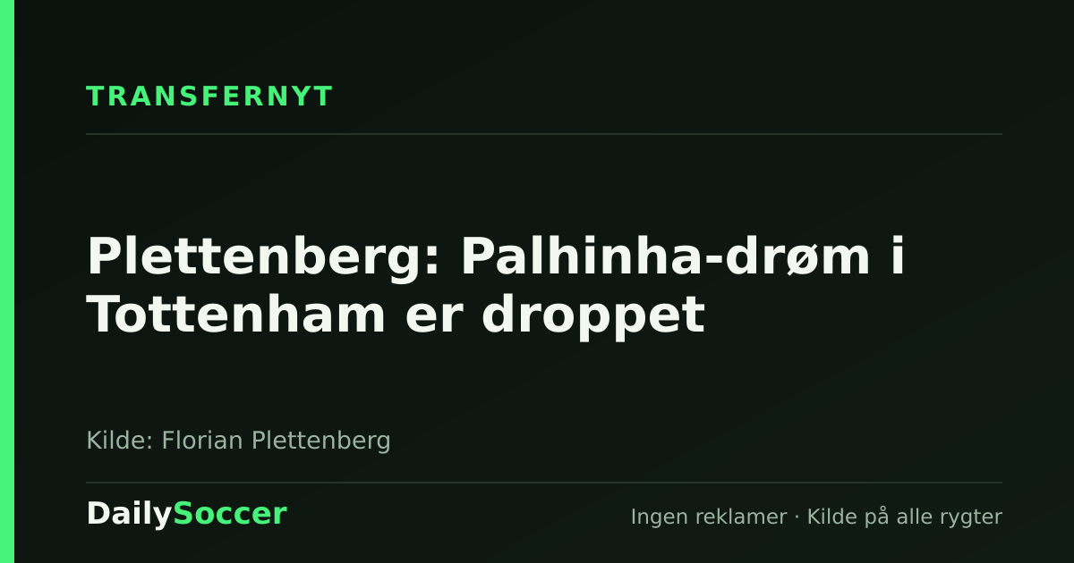 Plettenberg: Palhinha-drøm i Tottenham er droppet — DailySoccer