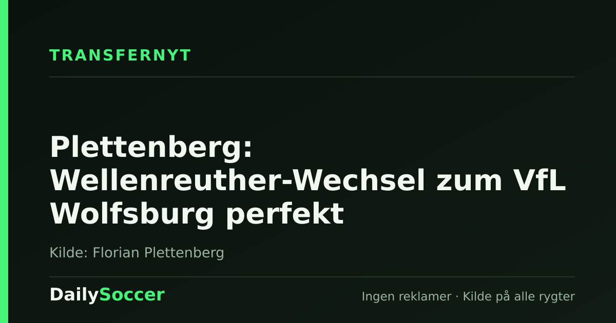 Plettenberg: Wellenreuther-Wechsel zum VfL Wolfsburg perfekt — DailySoccer