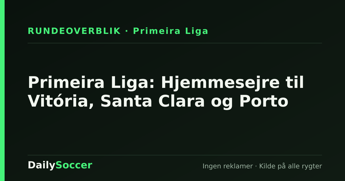 Primeira Liga: Hjemmesejre til Vitória, Santa Clara og Porto — DailySoccer