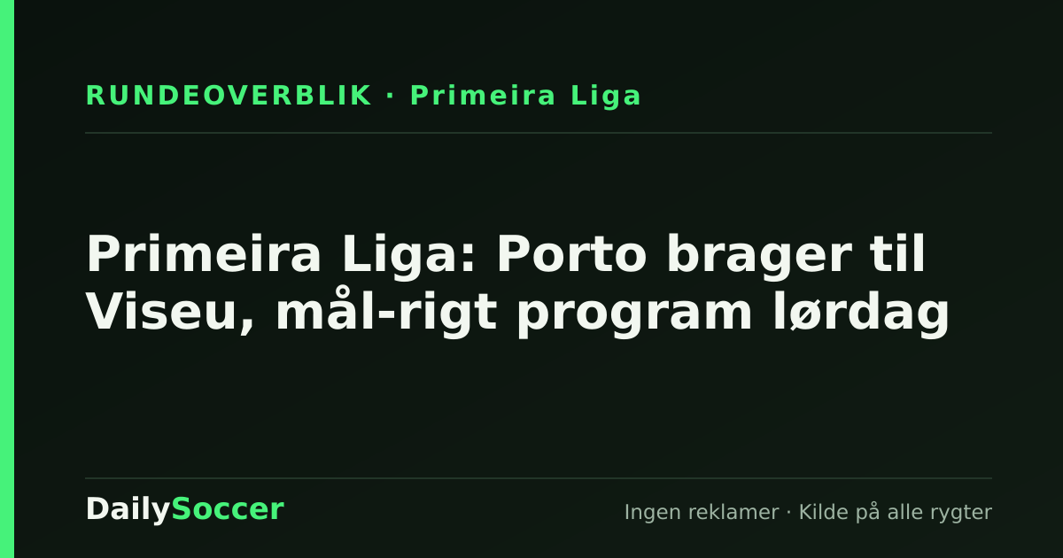 Primeira Liga: Porto brager til Viseu, mål-rigt program lørdag — DailySoccer