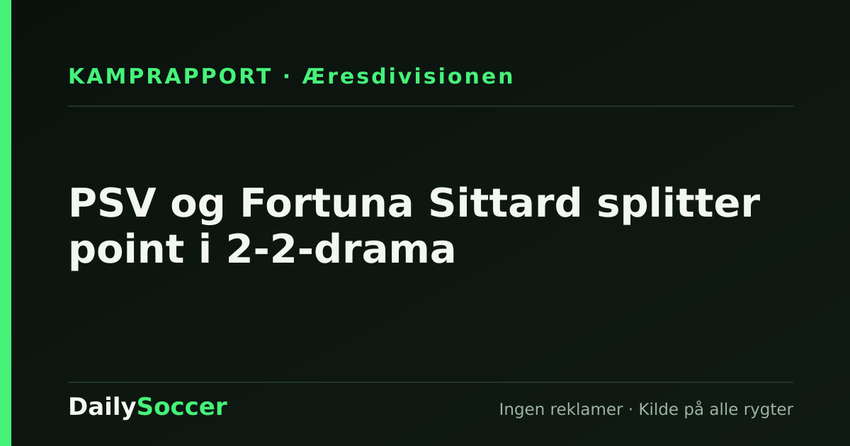 PSV og Fortuna Sittard splitter point i 2-2-drama — DailySoccer