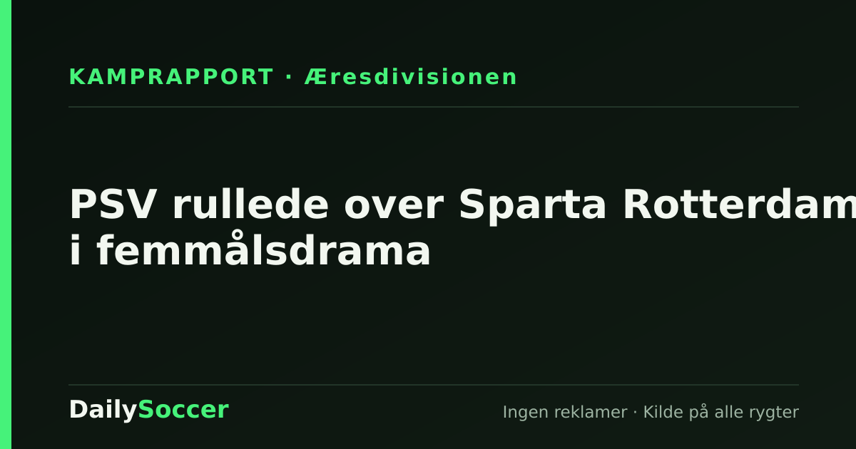 PSV rullede over Sparta Rotterdam i femmålsdrama — DailySoccer