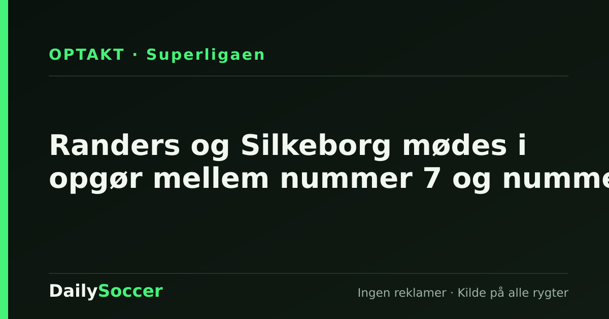 Randers og Silkeborg mødes i opgør mellem nummer 7 og nummer 2 — DailySoccer