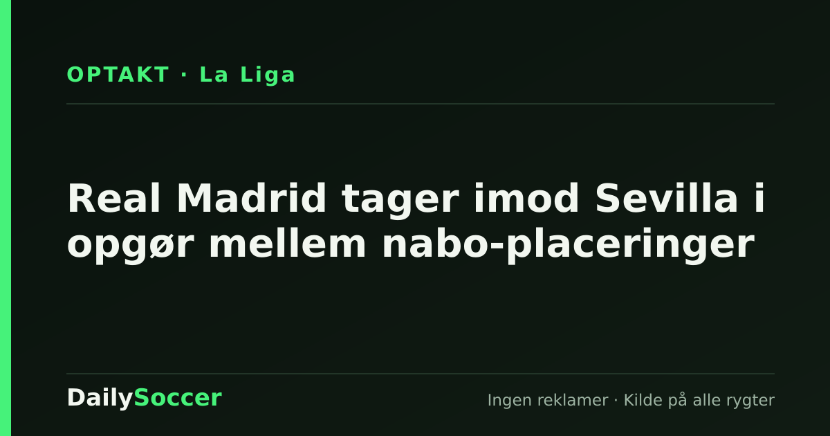 Real Madrid tager imod Sevilla i opgør mellem nabo-placeringer — DailySoccer