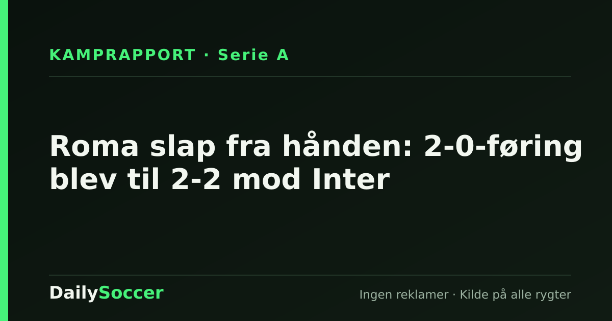 Roma slap fra hånden: 2-0-føring blev til 2-2 mod Inter — DailySoccer