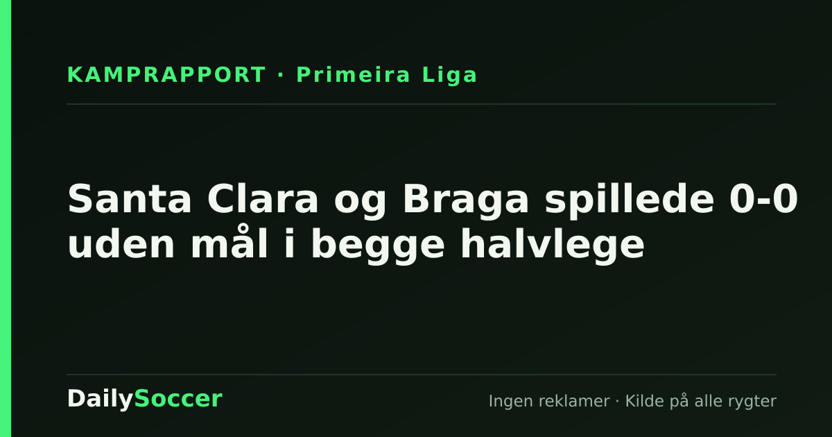 Santa Clara og Braga spillede 0-0 uden mål i begge halvlege — DailySoccer