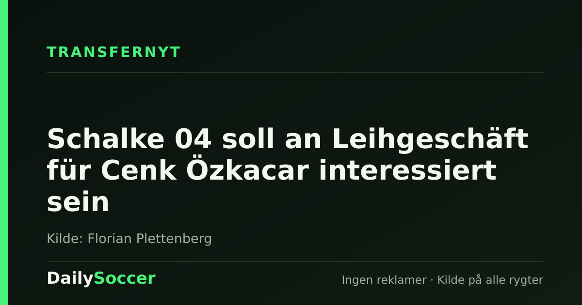 Schalke 04 soll an Leihgeschäft für Cenk Özkacar interessiert sein — DailySoccer