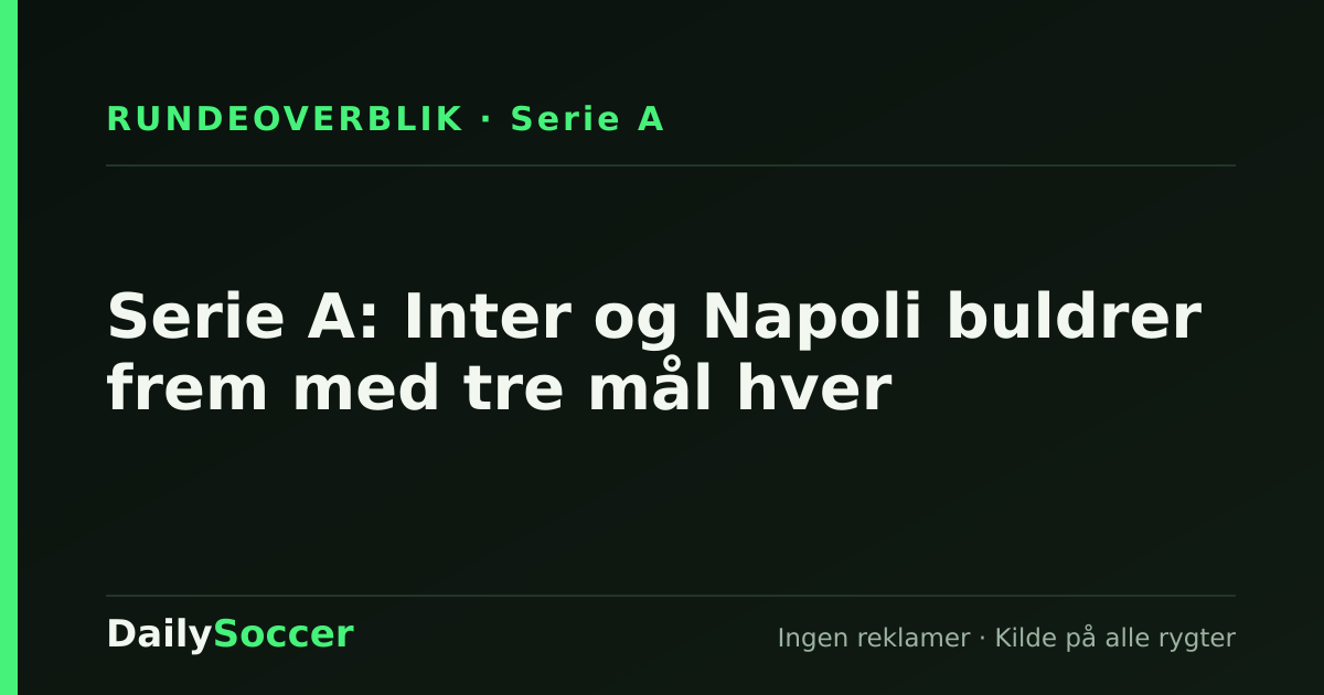 Serie A: Inter og Napoli buldrer frem med tre mål hver — DailySoccer