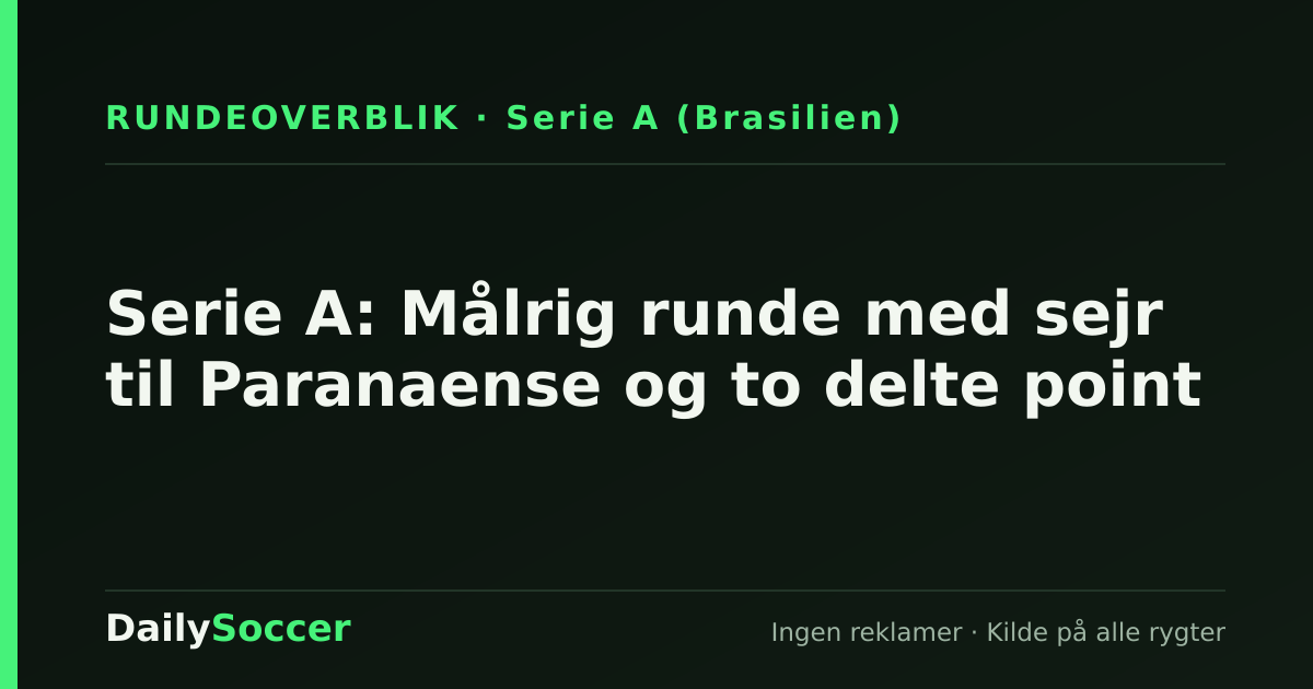 Serie A: Målrig runde med sejr til Paranaense og to delte point — DailySoccer