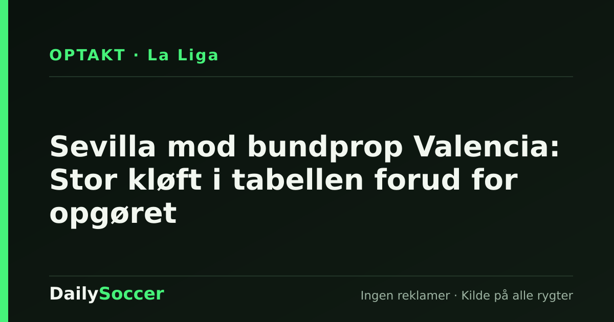 Sevilla mod bundprop Valencia: Stor kløft i tabellen forud for opgøret — DailySoccer