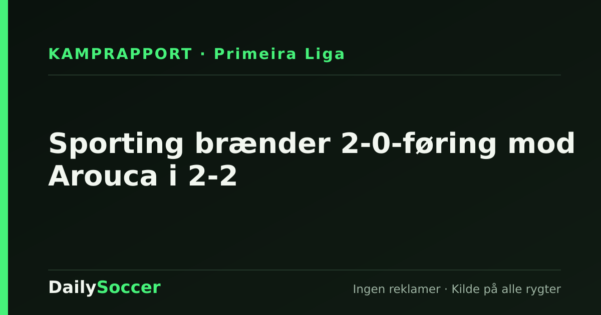 Sporting brænder 2-0-føring mod Arouca i 2-2 — DailySoccer