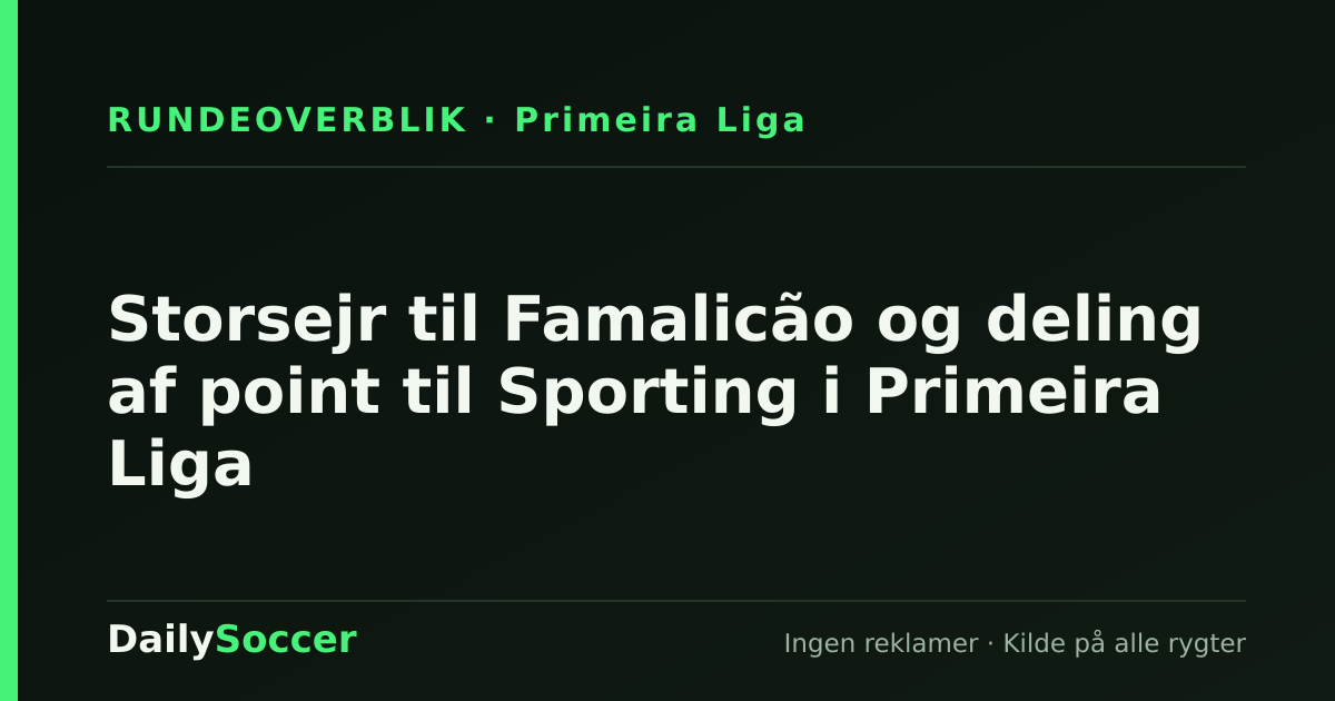 Storsejr til Famalicão og deling af point til Sporting i Primeira Liga — DailySoccer