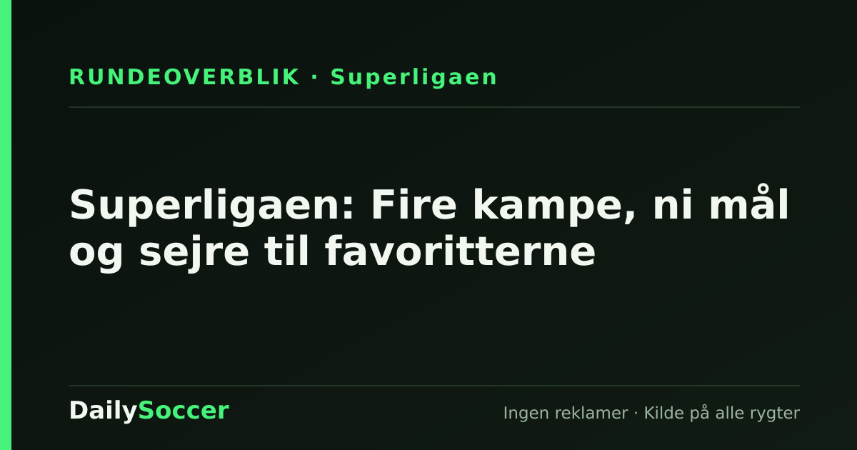 Superligaen: Fire kampe, ni mål og sejre til favoritterne — DailySoccer