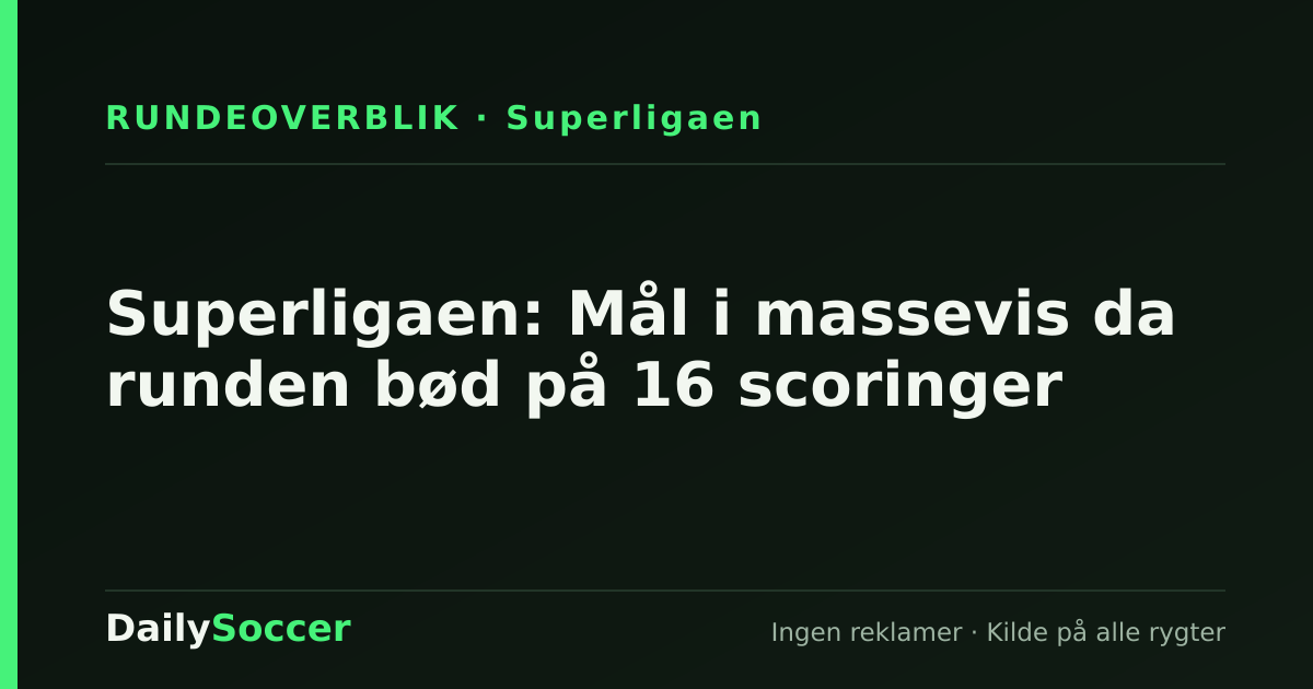 Superligaen: Mål i massevis da runden bød på 16 scoringer — DailySoccer