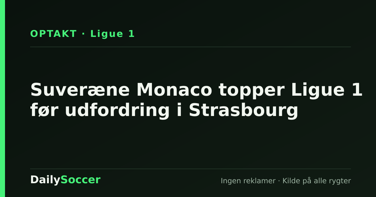 Suveræne Monaco topper Ligue 1 før udfordring i Strasbourg — DailySoccer