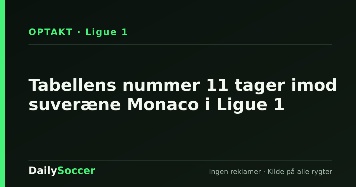 Tabellens nummer 11 tager imod suveræne Monaco i Ligue 1 — DailySoccer