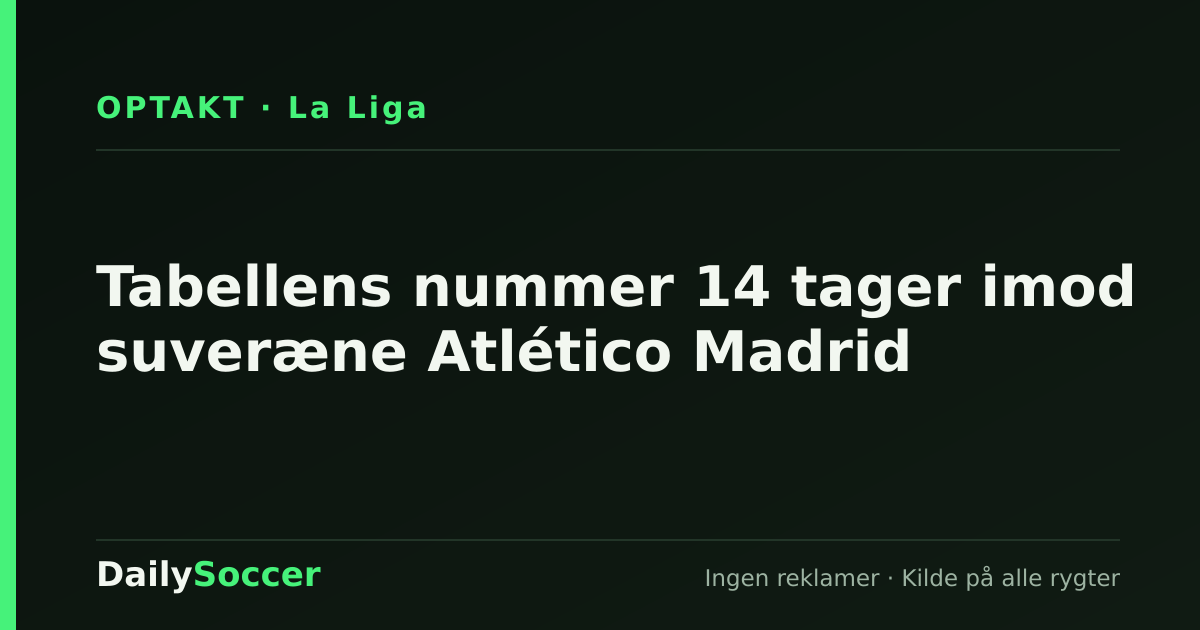 Tabellens nummer 14 tager imod suveræne Atlético Madrid — DailySoccer