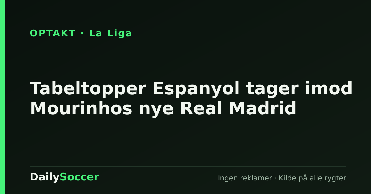 Tabeltopper Espanyol tager imod Mourinhos nye Real Madrid — DailySoccer