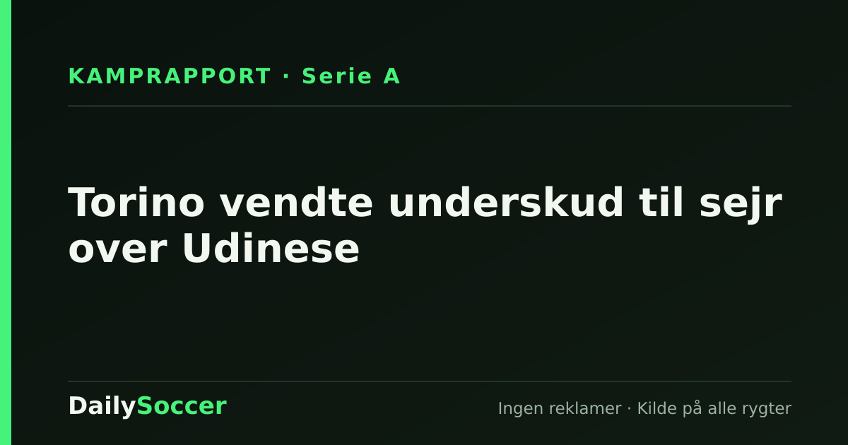 Torino vendte underskud til sejr over Udinese — DailySoccer