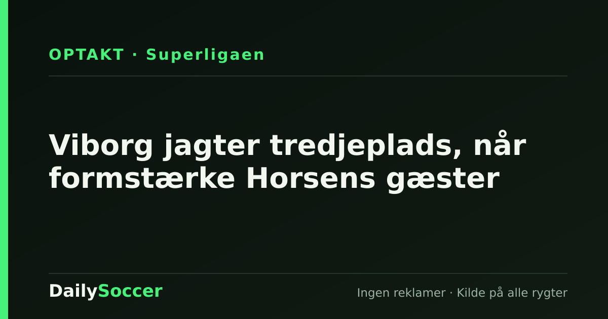 Viborg jagter tredjeplads, når formstærke Horsens gæster — DailySoccer