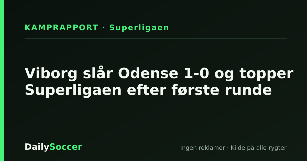 Viborg slår Odense 1-0 og topper Superligaen efter første runde — DailySoccer