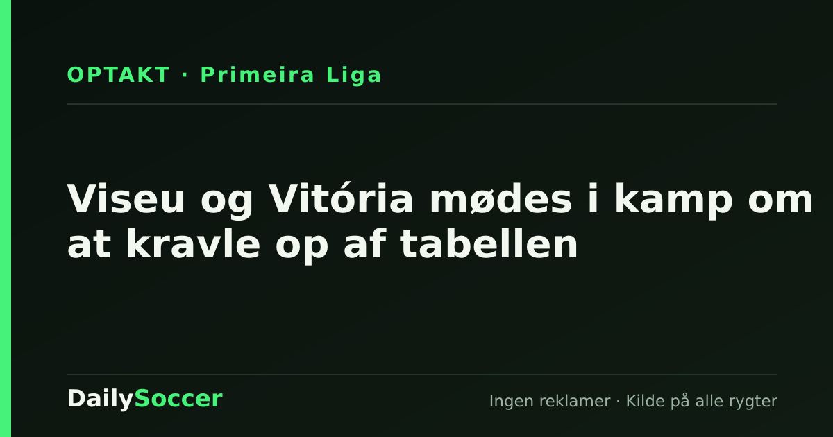 Viseu og Vitória mødes i kamp om at kravle op af tabellen — DailySoccer