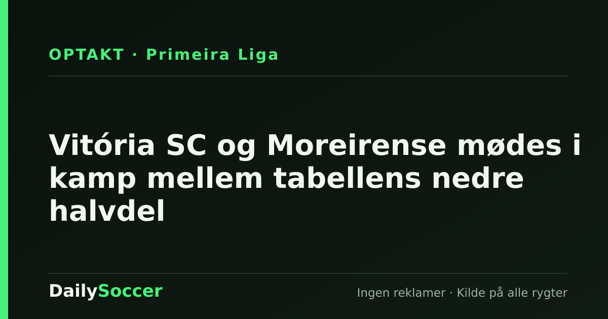 Vitória SC og Moreirense mødes i kamp mellem tabellens nedre halvdel — DailySoccer